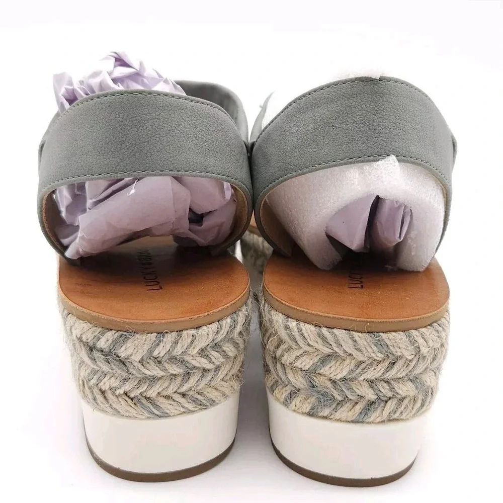 Lucky Brand Women's 6 Cloud Gray Johannas Platform Sandals Wedge Espadrille Boho